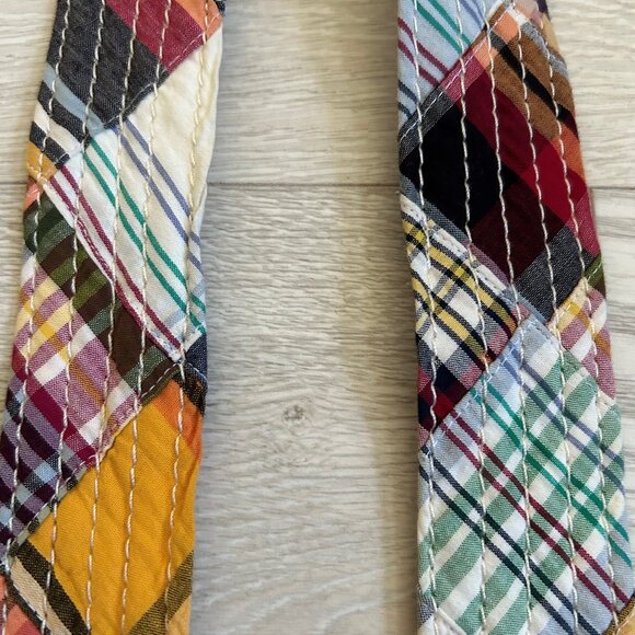 J. Crew Colorful Preppy Madras Plaid Patchwork Quilt Belt - Picture 3 of 16